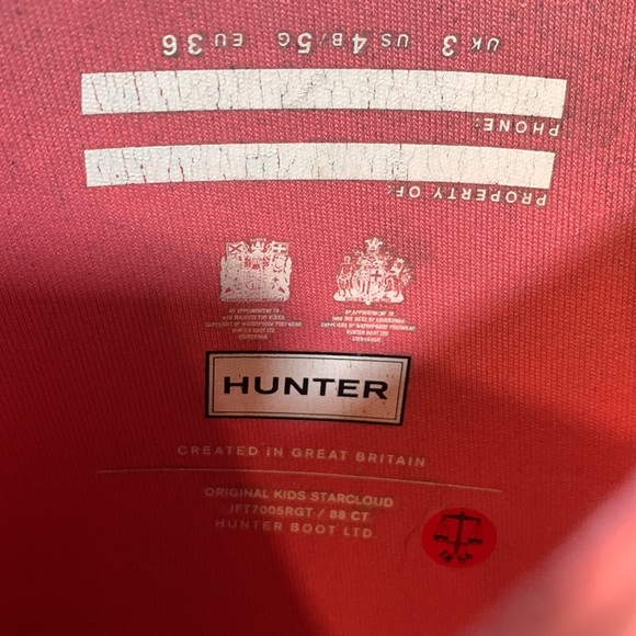 SOL!!! Hunter Boots Original Kids Starcloud Glitter Pink Size 5 Girls - Picture 7 of 8